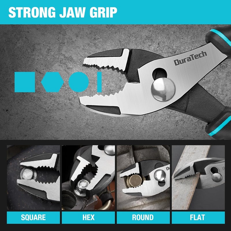 DURATECH 6 Inch Slip Joint Pliers, Small Pliers with Comfortable TPR Handle, High Carbon Steel, Swivel Rivet, Strong Sharp Teeth, Pliers for Tightening, Loosening and Gripping Nuts and Bolts - Image 2